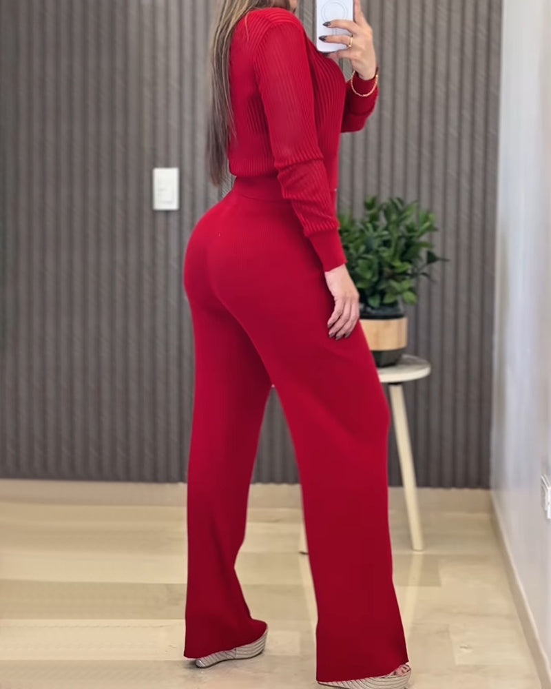CHRISTMAS™ Top and Casual Wide Leg Pants Set