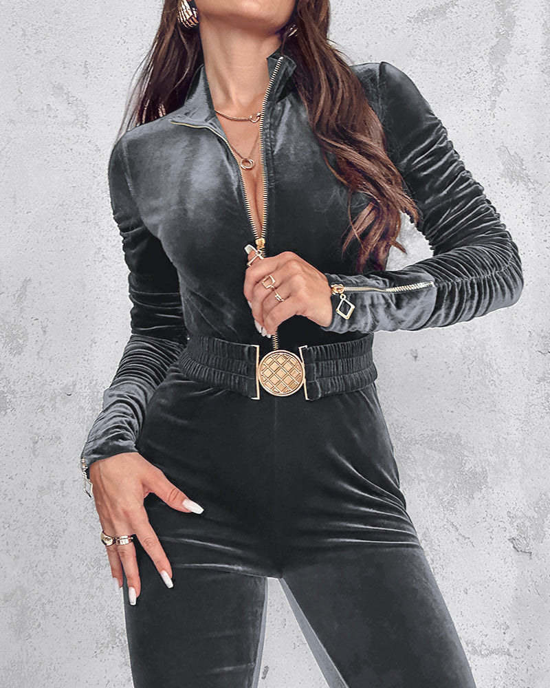 CHRISTMAS™ Jumpsuit Velvet Zipper