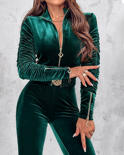 CHRISTMAS™ Jumpsuit Velvet Zipper