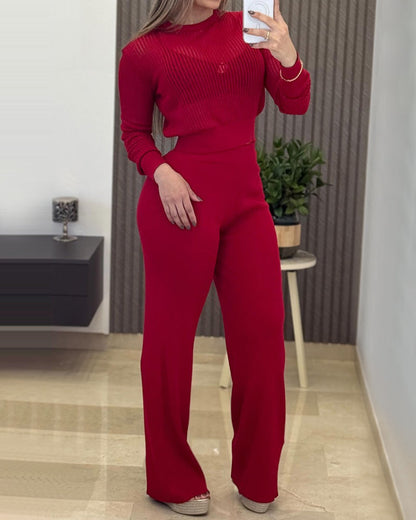 CHRISTMAS™ Top and Casual Wide Leg Pants Set